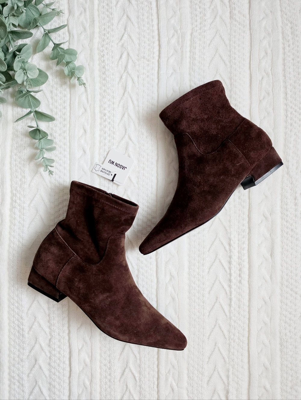 Jason Wu Genuine Leather Suede Ankle Boots Booties Pull On Zipper Brown NWT 10 - Picture 2 of 16